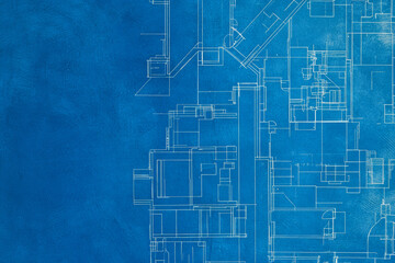 Poster - A highly detailed architectural floor plan showcasing various interconnected rooms and spaces, perfect for building design concepts.