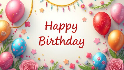 Wall Mural - happy birthday, greeting card with space for text in the centre 