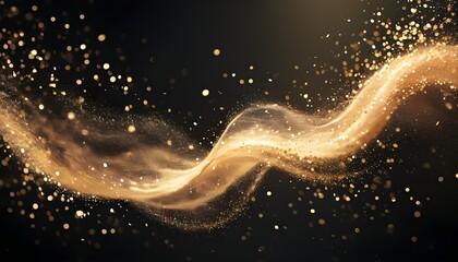 Elegant golden dust flowing over a black background, creating a luxurious and atmospheric vibe for festive and mystical themes