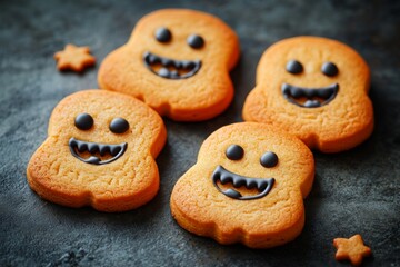 Canvas Print - Halloween ghost shaped cookies. Bakery. Bake. Cookies. Ghosts and goblins.	