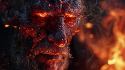 Canvas Print - Fiery Demon Face: A Close-Up of Hellish Intensity