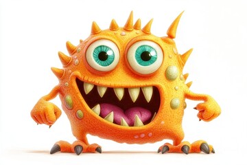 Illustration of funny cartoon monster on white background. Halloween holiday