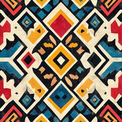 Canvas Print - Colorful geometric pattern with vibrant shapes and designs.