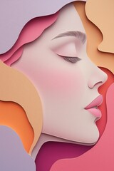 Wall Mural - paper cut woman portrait vector illustration Generative AI