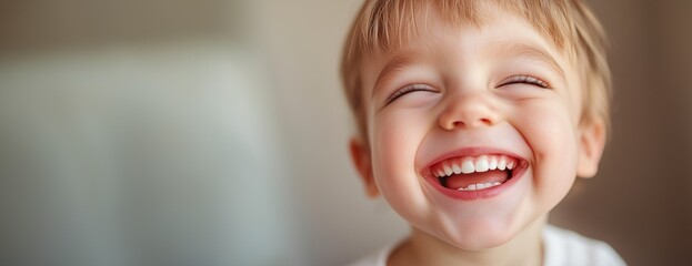 Wall Mural - child boy 10 years old smiling cheerfully close-up portrait Generative AI