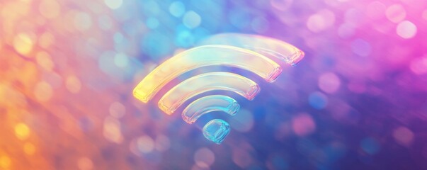 Aufkleber - WiFi symbol with colorful bokeh background, digital connectivity concept