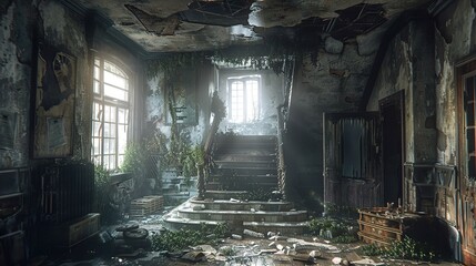 Wall Mural - Abandoned Mansion: A Glimpse into a Forgotten Past