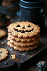 Canvas Print - Halloween pumpkin shaped cookies. Bakery. Bake. Cookies. Pumpkin.	