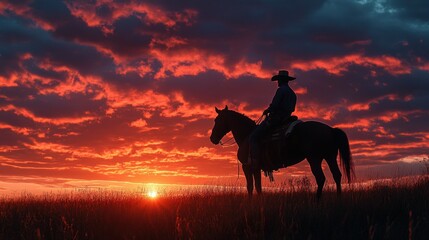 Sticker - Cowboy Silhouette at Sunset