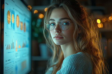 Poster - a female marketing executive analyzing campaign performance and making data-driven decisions to opti