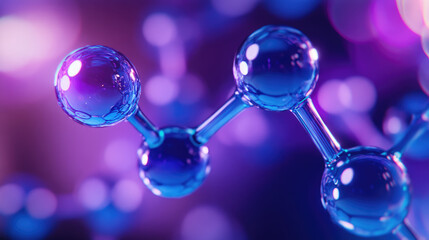 illustration of rna dna as the connected crystal clear  purple beads on plain purple background 