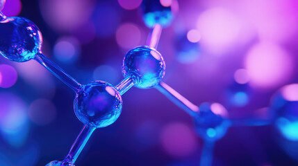 illustration of rna dna as the connected crystal clear  purple beads on plain purple background 