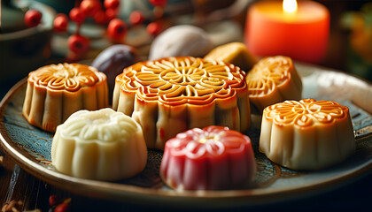 cupcakes with candles on the table