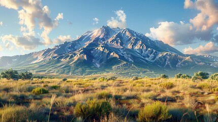 Sticker - Majestic Mountain Landscape with Golden Hour Light