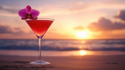 Poster - Sunset Cocktail on the Beach