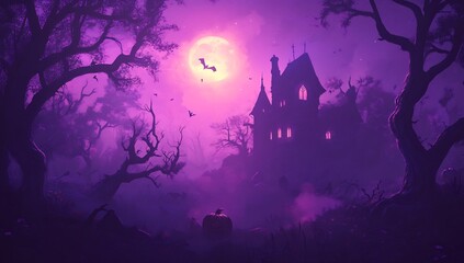 Spooky Halloween background with a purple color scheme