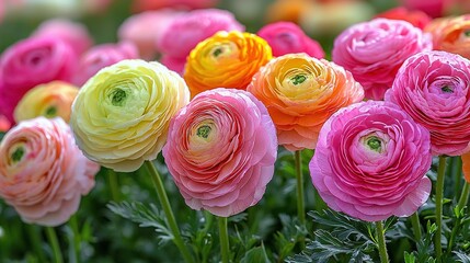 Poster -   Close-up of multicolored flowers in center of photo with single flower at focal point