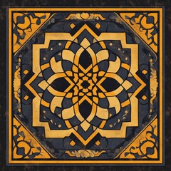 Poster - Ornate geometric pattern in gold and black.