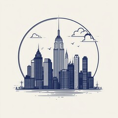 skyline illustration featuring iconic skyscrapers.