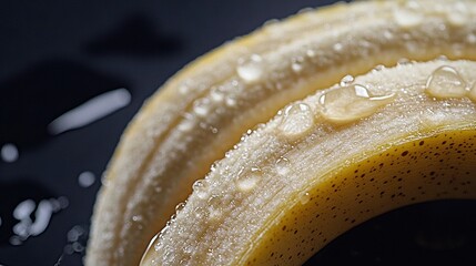 Sticker -   A close-up of a banana with water droplets on top and bottom