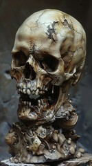 Wall Mural - Human Skull Sculpture: A Dark and Intriguing Still Life