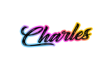 The name “Charles” written in a stylized colorful retro font