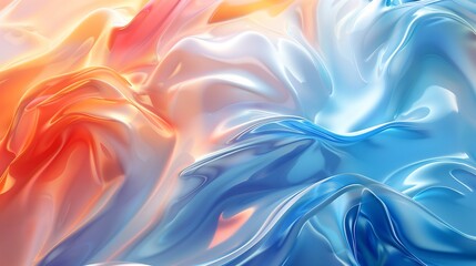 Poster - Abstract Colorful Silk Fabric Swirling, Flowing, and Draped in  Vibrant Red, Orange, Blue, and White Colors