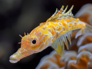 Wall Mural - Close-Up of a Yellow and Orange Fish with Spots