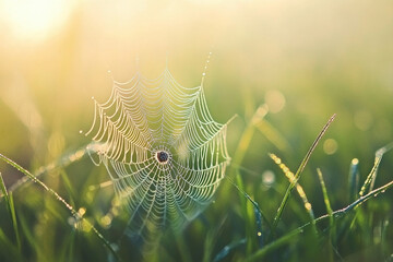 spider web with dew