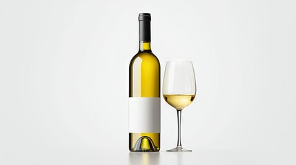 Poster -   A glass of wine and a wine bottle with a corkscrew