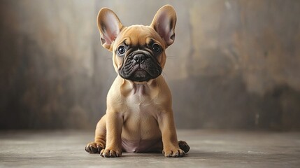 Poster -   A small brown-and-black dog rests on a wooden floor facing a wooden wall, illuminated by a light source