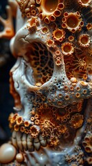 Wall Mural - Human Skull with Intricate Coral-Like Growth