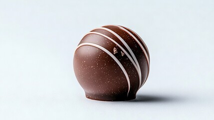 Wall Mural -   A close-up shot of a chocolate Easter egg on a white surface with a shadow cast to its side