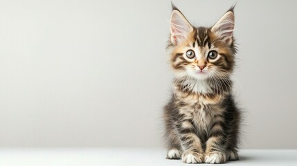 Sticker -   Kitten perched on white table near wall, surprised expression