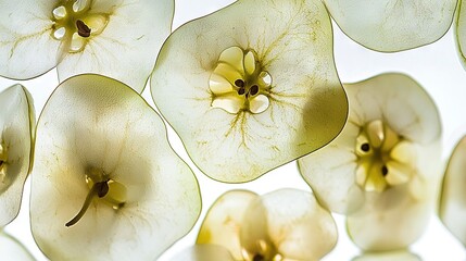 Poster -   Close-up of a bouquet of flowers on a white background featuring prominent yellow petals among the others