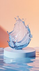 Poster - water splash on pedestal in soft light