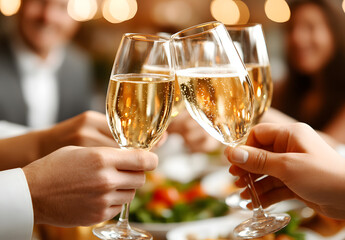 Group of People Raising Their Glasses in a Toast | Celebration and Social Gathering with Cheers