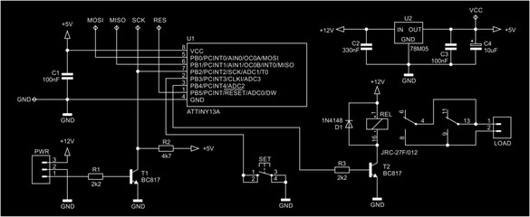 Poster - Technical schematic diagram of electronic device.
Vector drawing electrical circuit with controller, led, integrated circuit, capacitor, resistor, transistor, relay, diode, other electronic components