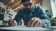 © sungedi - A bearded man wearing a black hat and glasses, writing on a piece of paper