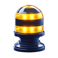 Wall Mural - blue traffic warning light with yellow stripes isolated on a transparent background