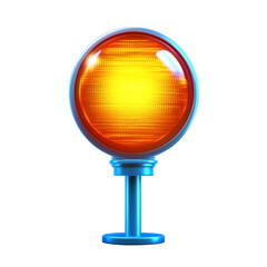 Wall Mural - orange traffic warning light with a blue base isolated on a transparent background