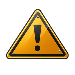 Wall Mural - yellow triangular warning sign with an exclamation mark isolated on a transparent background