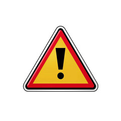 Wall Mural - red triangular warning sign with a black exclamation mark isolated on a transparent background