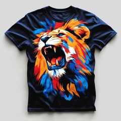 Wall Mural - Vibrant lion graphic t-shirt design.