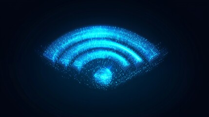 Aufkleber - Digital blue wifi symbol on dark background, technology concept