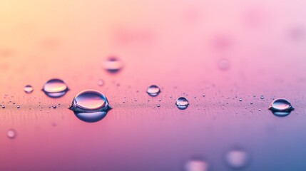 Aufkleber - Close-up of water droplets on reflective surface, colorful background. Abstract nature and tranquility concept