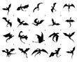 © MdRashed - Set of Flying Dragon Silhouette