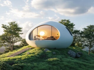 Poster - Futuristic Home on a Hilltop