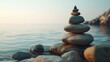 © Tunsale - Rock Formations by Tranquil Sea. AI generated illustration