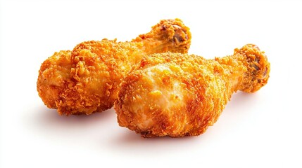 Wall Mural -   Two fried chicken nuggets stacked on a white background